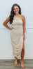One Shoulder Ruched Knit Top (Reg.)-2 Colors