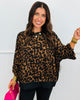 Brown Contrast Leopard Sweatshirt (Reg & Plus)