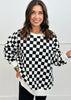 Black/White Checkered Sweatshirt (Reg & Plus)