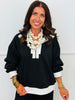 Black Half Zip Sweatshirt & Pants Set (Reg & Plus)