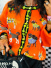 Queen Of Sparkles Orange Halloween Dogs Button Up Cardigan (Reg. and Plus)