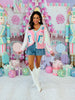 Pink Snowman Sequin Sleeve Cardigan (Reg. and Plus)