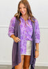 Lilac/Lavender Washed Rose Print Frayed Hem Shirt (Reg.)