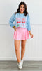 Blue Cherry Hearts Sweatshirt (Reg. and Plus)