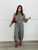 Black Plaid Bubble Top & Pants Set (Reg.)