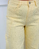Yellow Rhinestone Embellished Barrel Leg Jeans (Reg.)