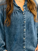 Denim Button Down Blouse (Reg. & Plus)