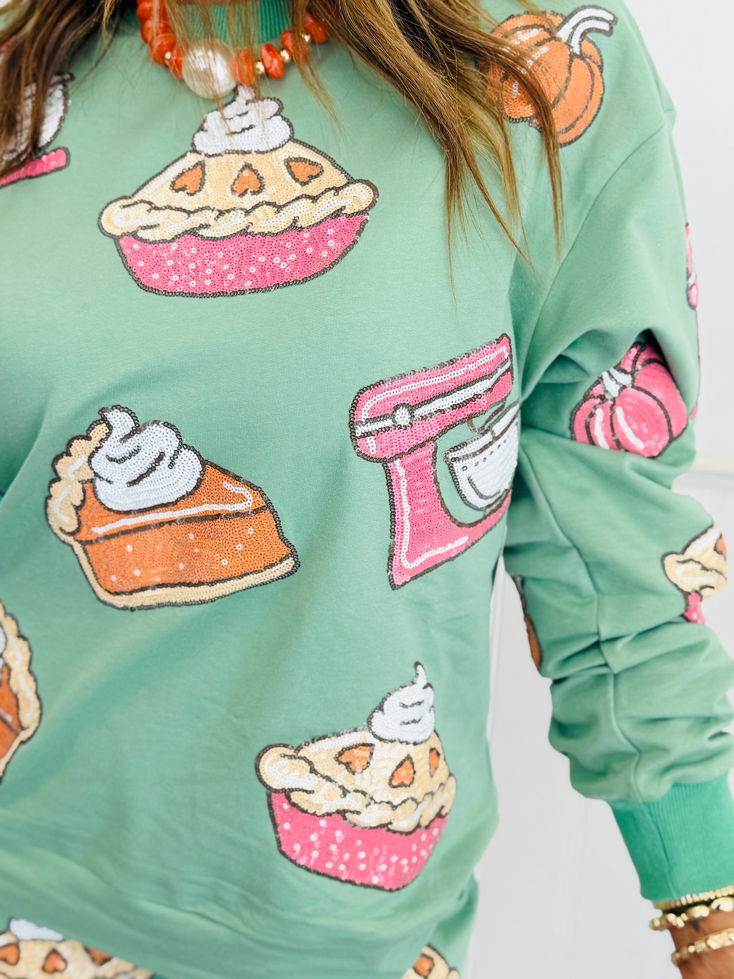 Piece Of Pie Sequin Sweatshirt (Reg. and Plus)