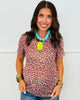 Brown Deer Print Mesh Short Sleeve Top (Reg. and Plus)