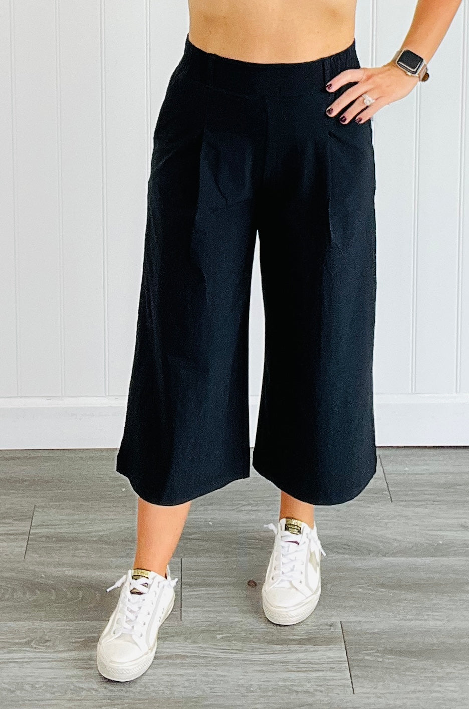 Black Tailored Crop Flare Pant (Reg)