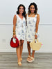 Ivory/Navy Print Linen Vest (Reg. & Plus)