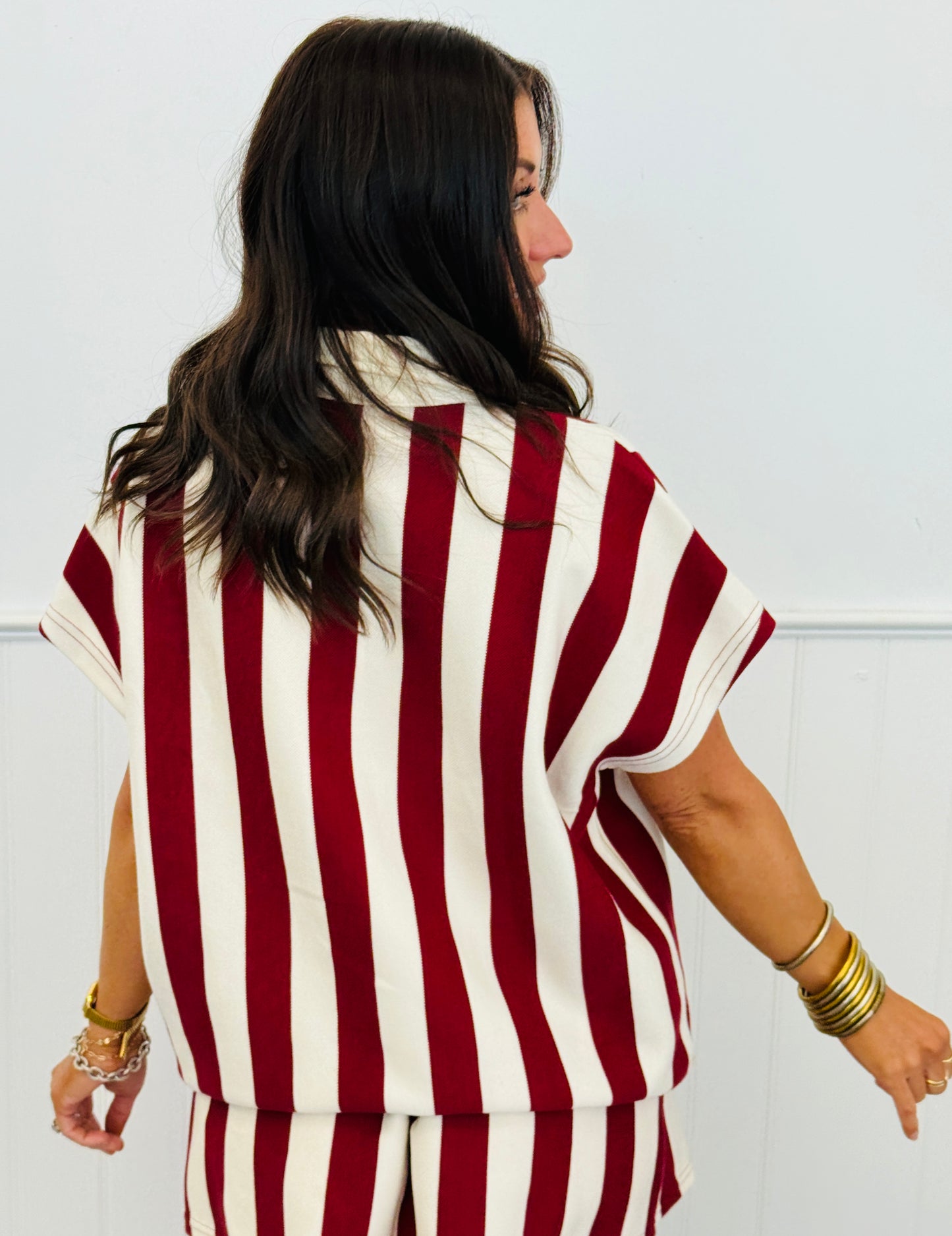 Garnet Bold Stripe Polo Top (Reg.)