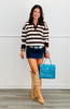 Multi Stripe Polo Sweater Top (Reg.) - 2 Colors