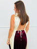 Cream Satin Draped Open Back Blouse (Reg.)
