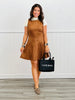 Camel Flared Suede Mini Dress (Reg.)