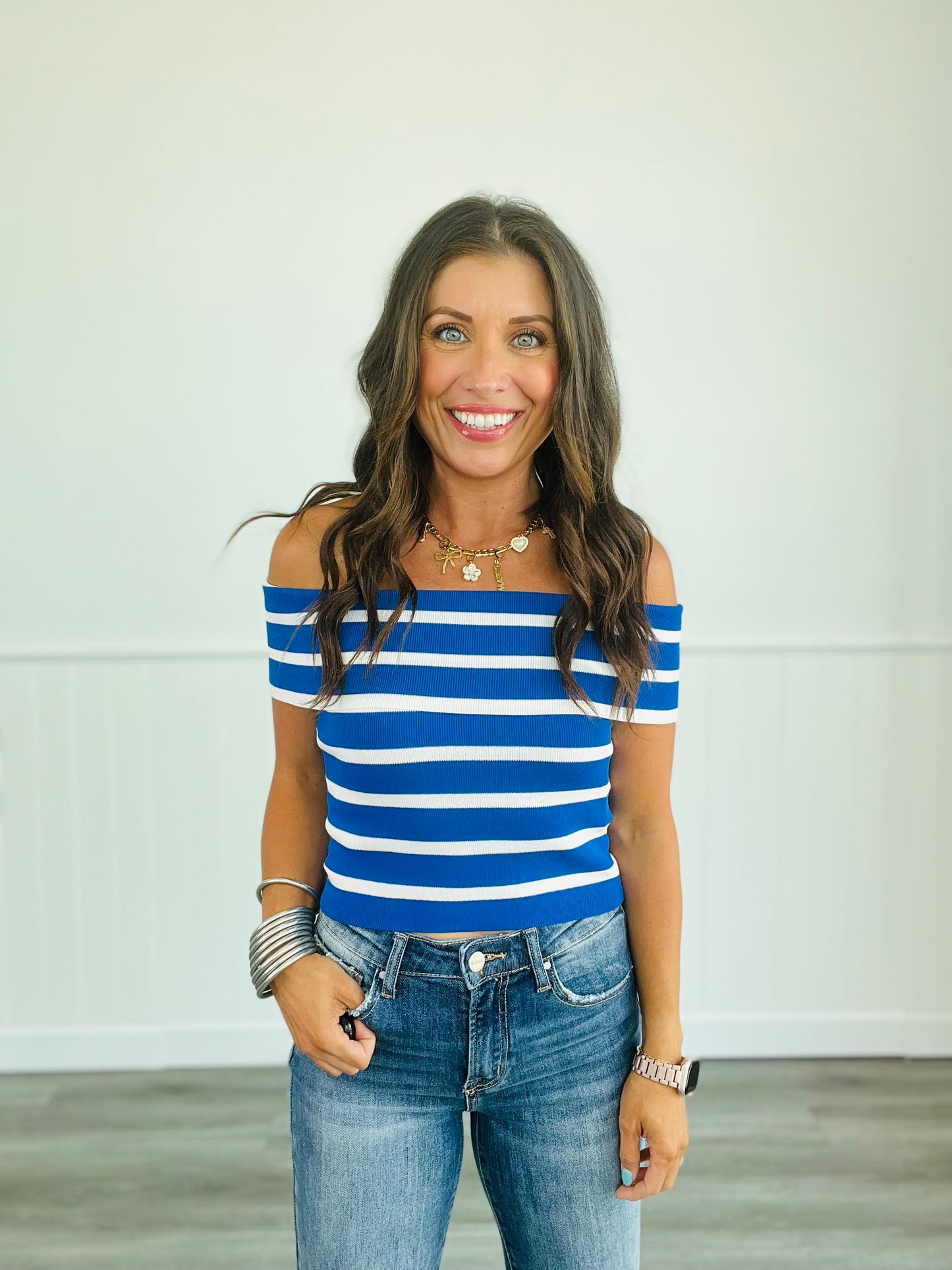 Off The Shoulder Stripe Top (Reg.) - 3 Colors