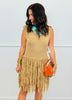 Taupe Fringe Sleeveless Mini Dress (Reg.)
