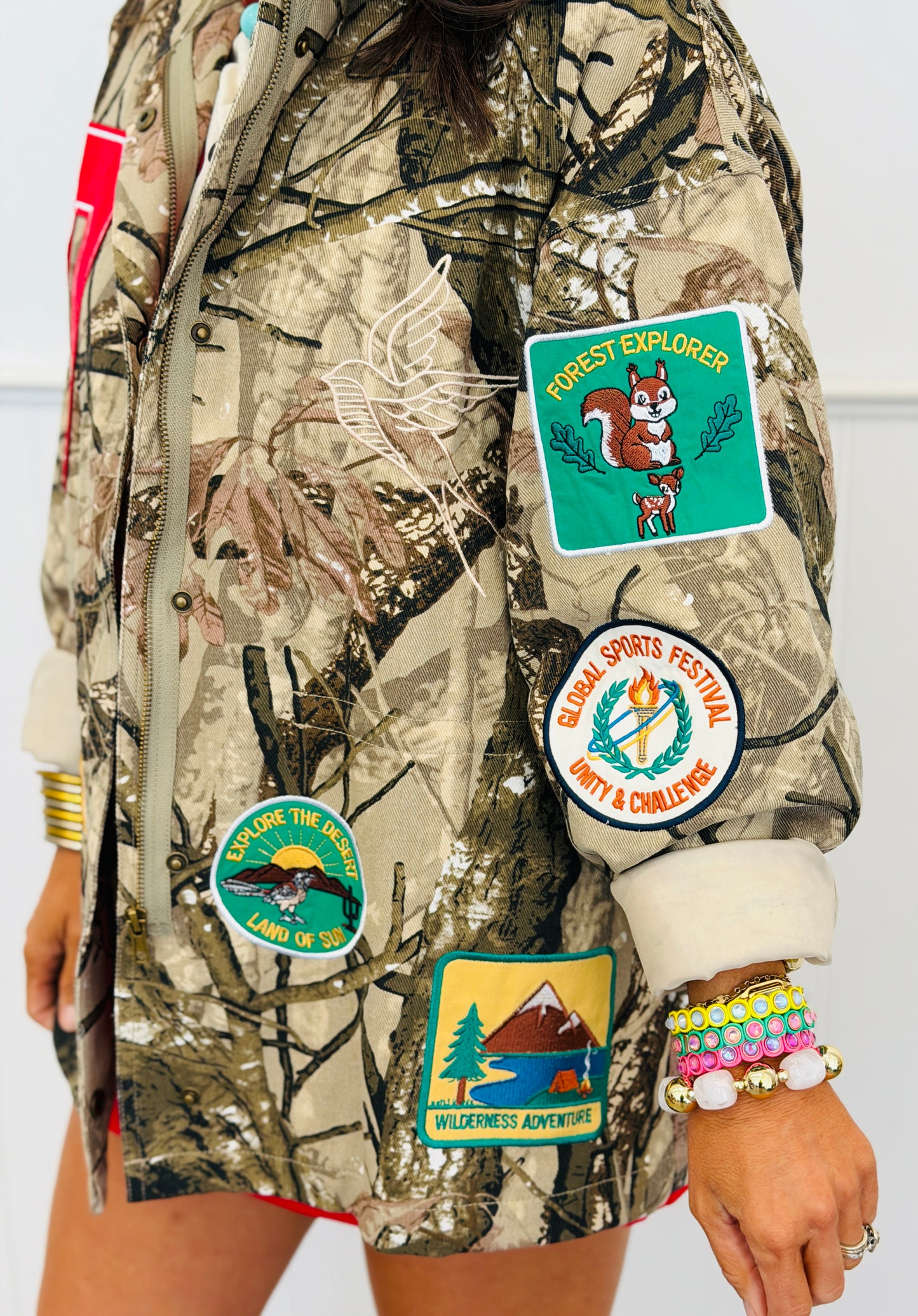 Camo Patch Detail Snap Front Jacket (Reg. and Plus)