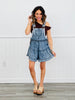 Denim Snow Washed Ruffle Trim Romper (Reg.)
