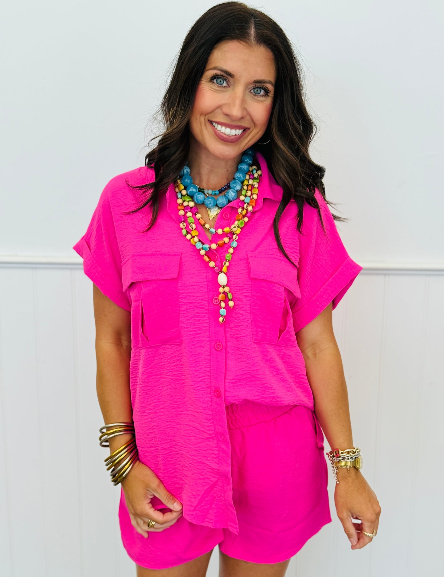 Air Flow Pleat Pockets Shirt & Shorts Set (Reg.) - 4 Colors