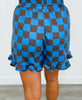 Checkered Print Top & Ruffle Shorts Set (Reg. & Plus) - 4 Colors