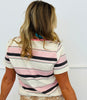 Contrast Trim Striped Tee Top (Reg.)-3 Colors