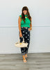 Black Denim Polka Dot Cuffed Barrel Pants (Reg.)