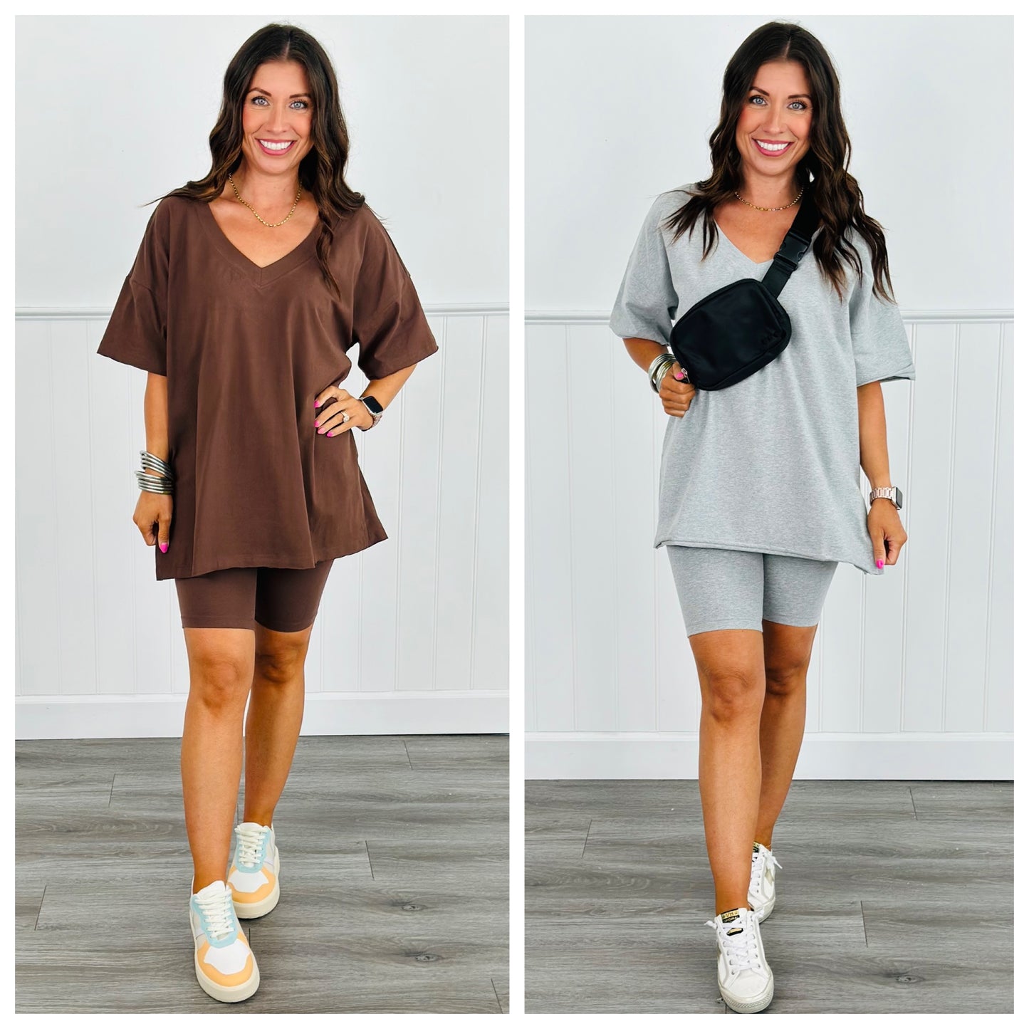 Oversized Reversible Short Sleeve Top (Reg. and Plus) - 2 Colors