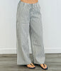 Navy Striped Wide Leg Pants (Reg. and Plus)