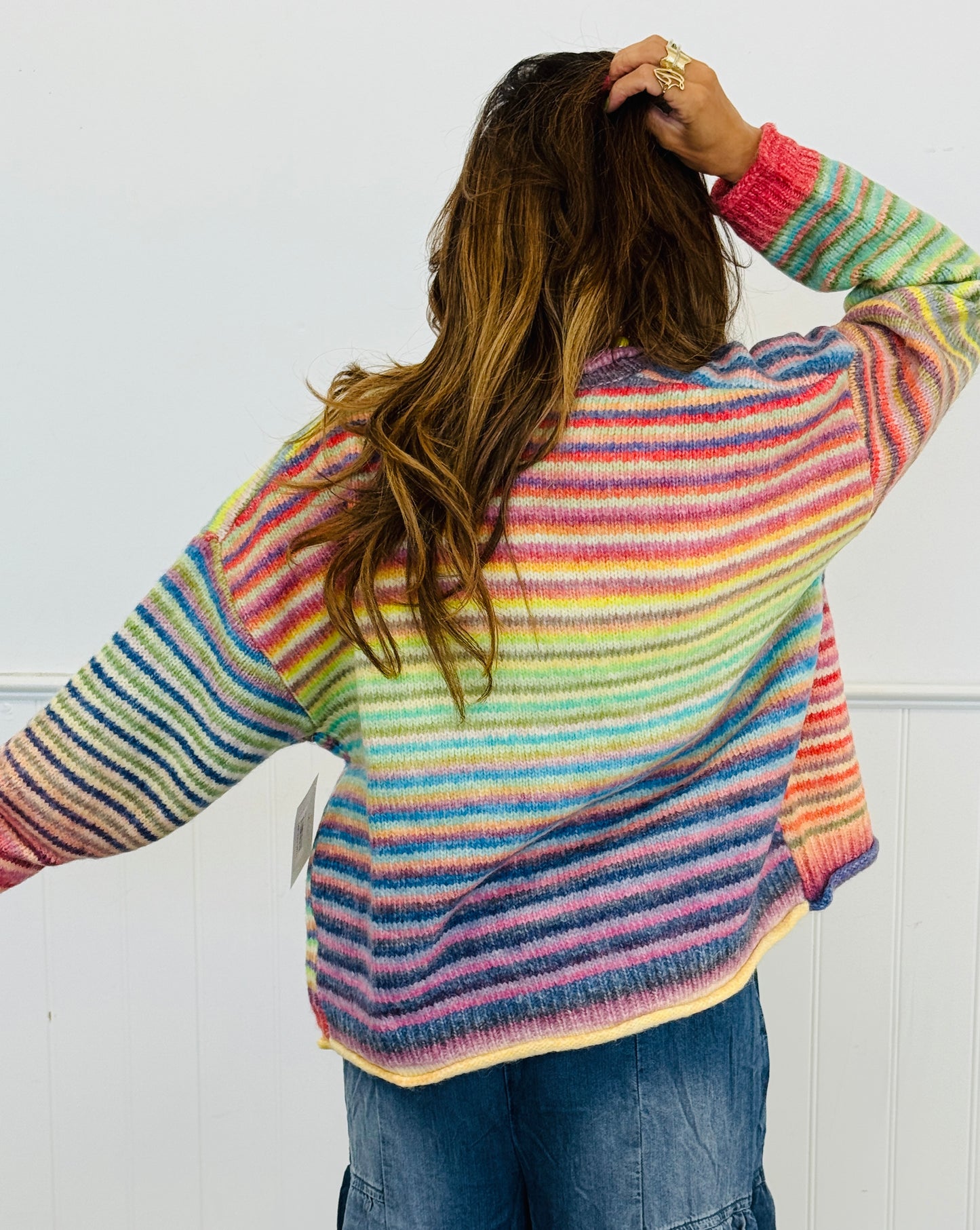 Rainbow Striped Sweater Cardigan (Reg.)