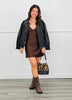 Chocolate Satin Lace Trim Mini Dress (Reg.)