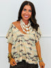 Camo Dolman Sleeve V-Neck Top (Reg. and Plus)