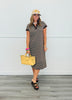 Brown Striped Collared Midi Dress (Reg.)