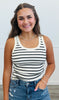 Ecru Striped Tank Top (Reg & Plus)