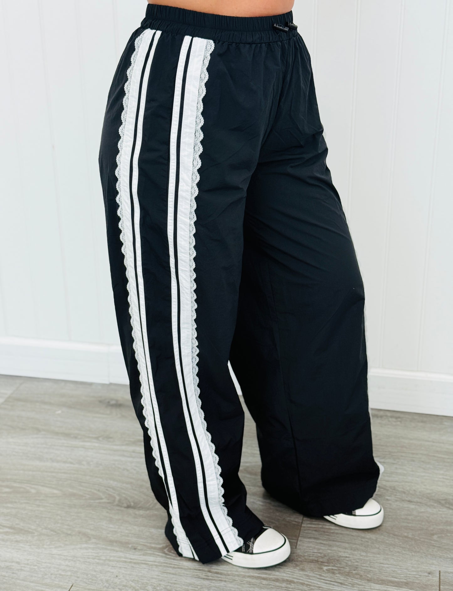 Black Side Stripe Track Pants (Reg.)
