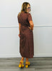 Mocha/Ivory Polka Dot Print Midi Dress (Reg & Plus)