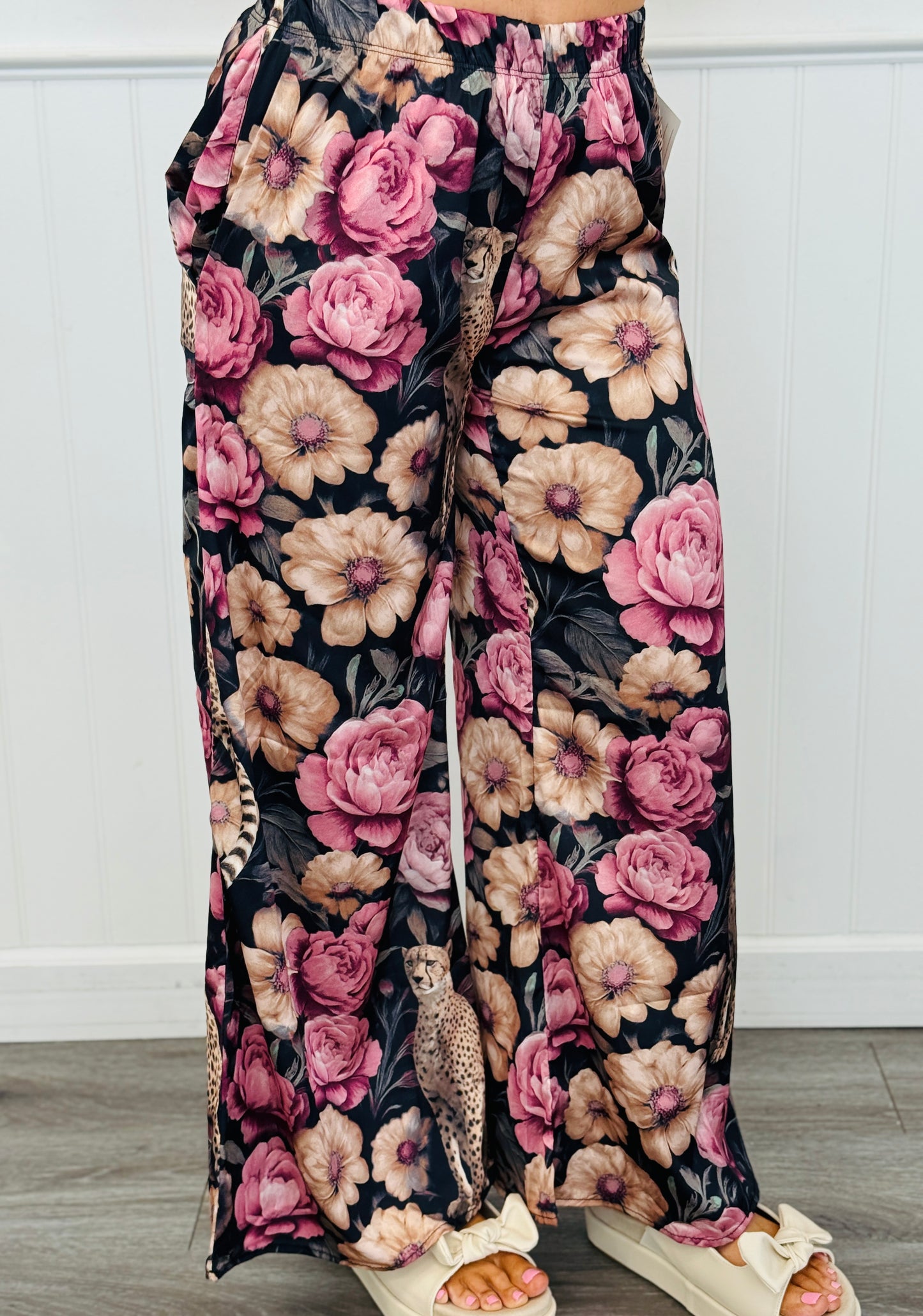 Black Floral Noir & Cheetah Print Pants (Reg & Plus)