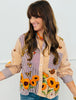 Queen Of Sparkles Striped Butterfly & Sunflower Button Up Top (Reg. and Plus)