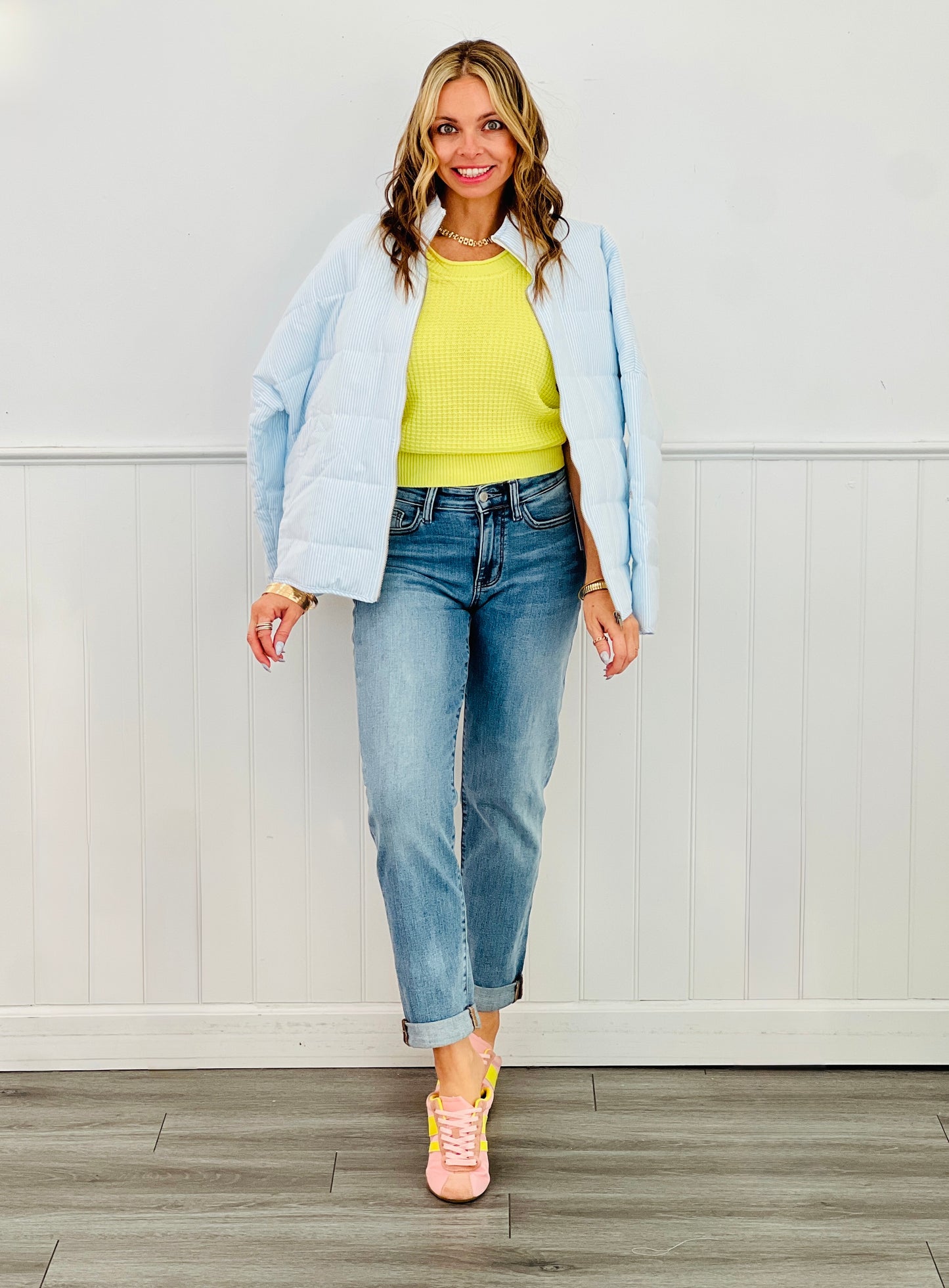 Striped Quilted Oxford Jacket (Reg.)-2 Colors