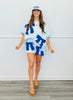 Lt Blue Gingham Terry Bow Detail Top (Reg.)