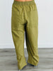 Olive Linen Blend Drawstring Pants (Reg & Plus)