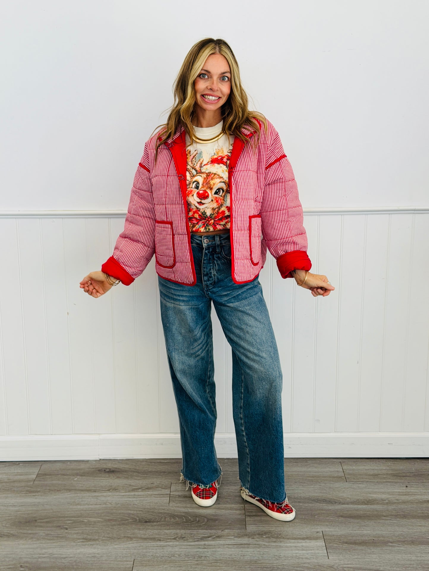 Red Gingham Hook N Eye Jacket (Reg.)