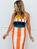 White Color Block Stripes Tank Maxi Dress (Reg.)