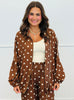 Mocha Polka Dot Side Striped Jacket & Pants Set (One Size)