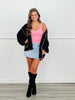 POL Black Whipstitch Sweater Cardigan (Reg.)