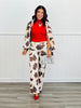 Cream/Brown Cow Print Mid Rise Pants (Reg.)