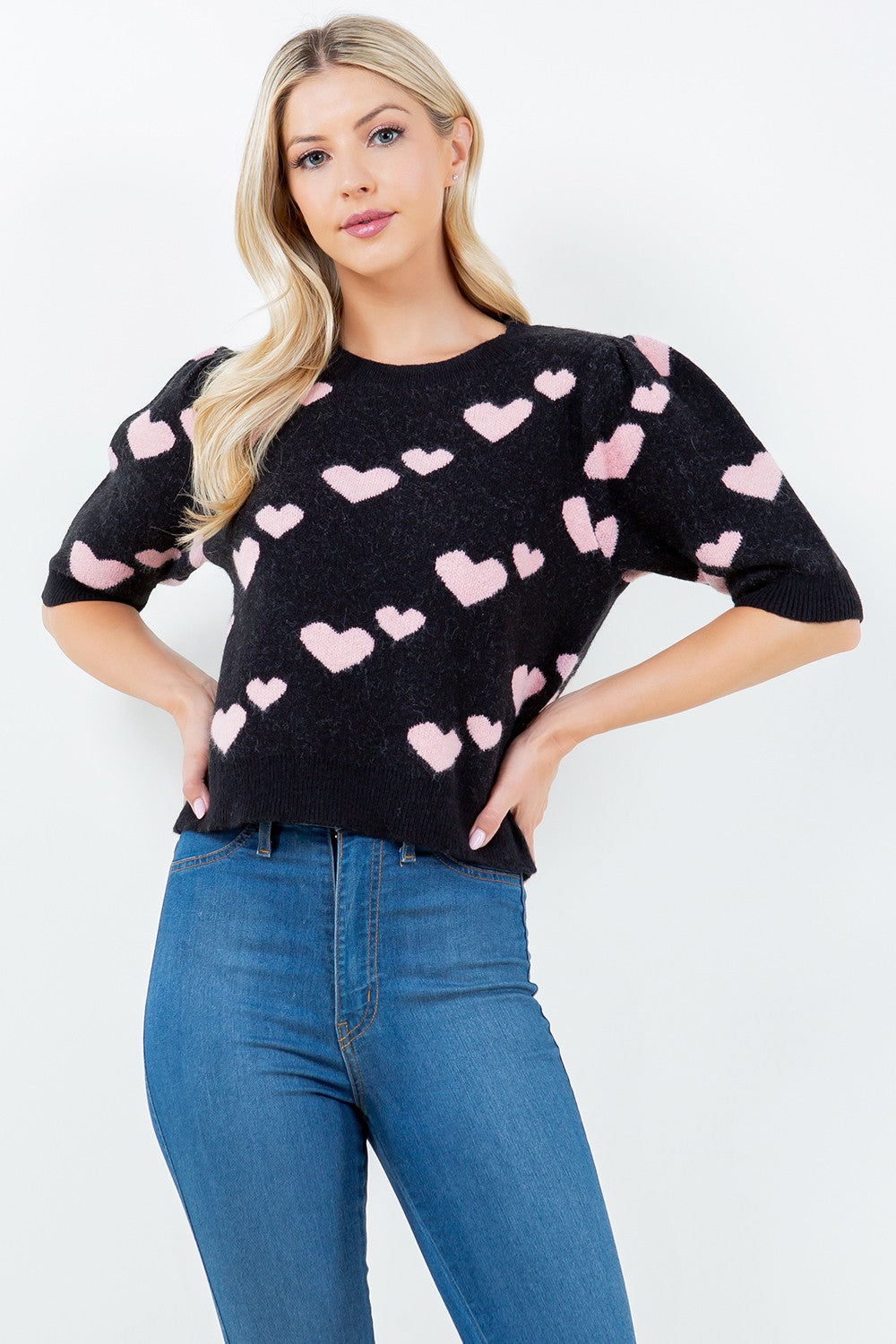 Black Spread The Love Heart Sweater Top (Reg.)