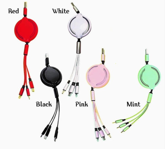3in1 Retractable Charging Cable - 5 Colors
