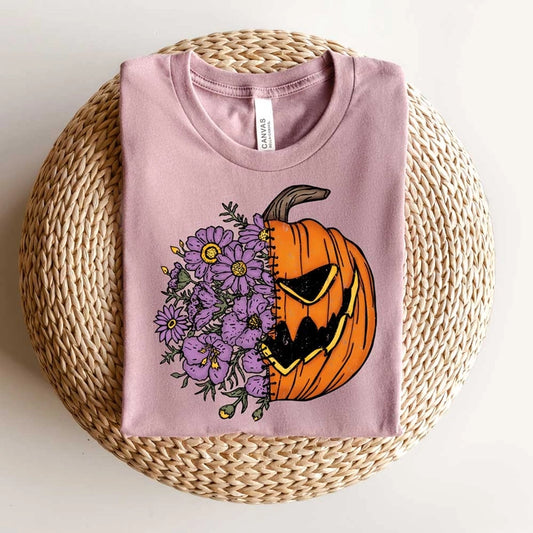 Orchid Wildflower Stitched Pumpkin Tee (Reg. and Plus)