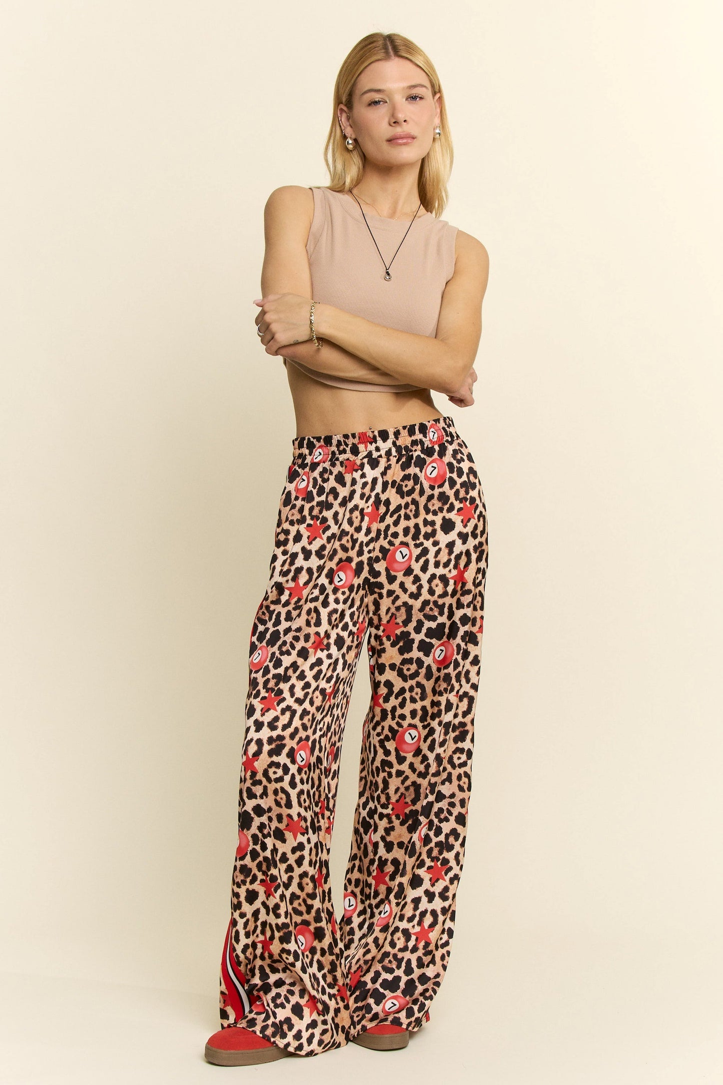 Leopard Number 7 Ball Side Stripe Pants (Reg. and Plus)